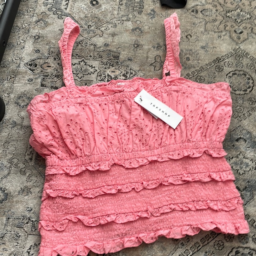 ASOS top shop pink eyelet cami
